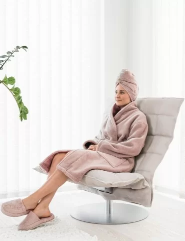 Peignoir unisex taille M finition rose 2