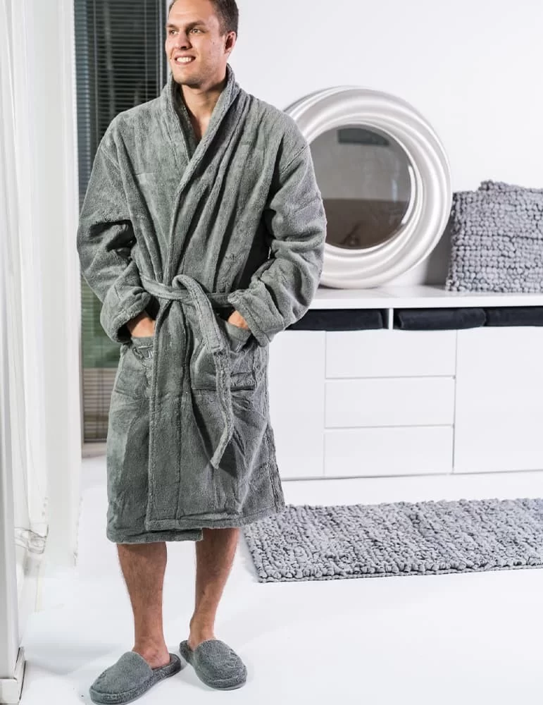 Peignoir unisex taille L finition gris foncé