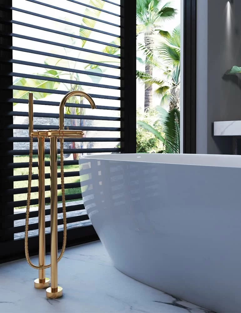 Mitigeur sur pied Cien pour baignoire finition dorée