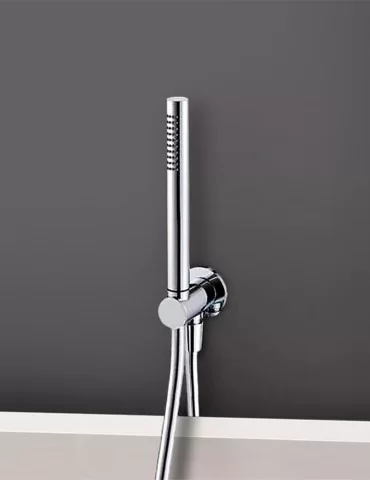 Mitigeur mural douche avec douchette et flexible, Treemme. Blanc mat 2