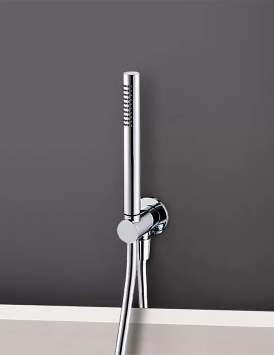 Mitigeur mural douche avec douchette et flexible, Treemme. Blanc mat