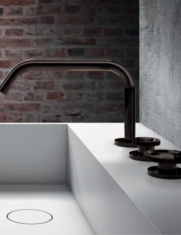 Robinetterie lavabo 3 trous avec bec bas Tibò 2