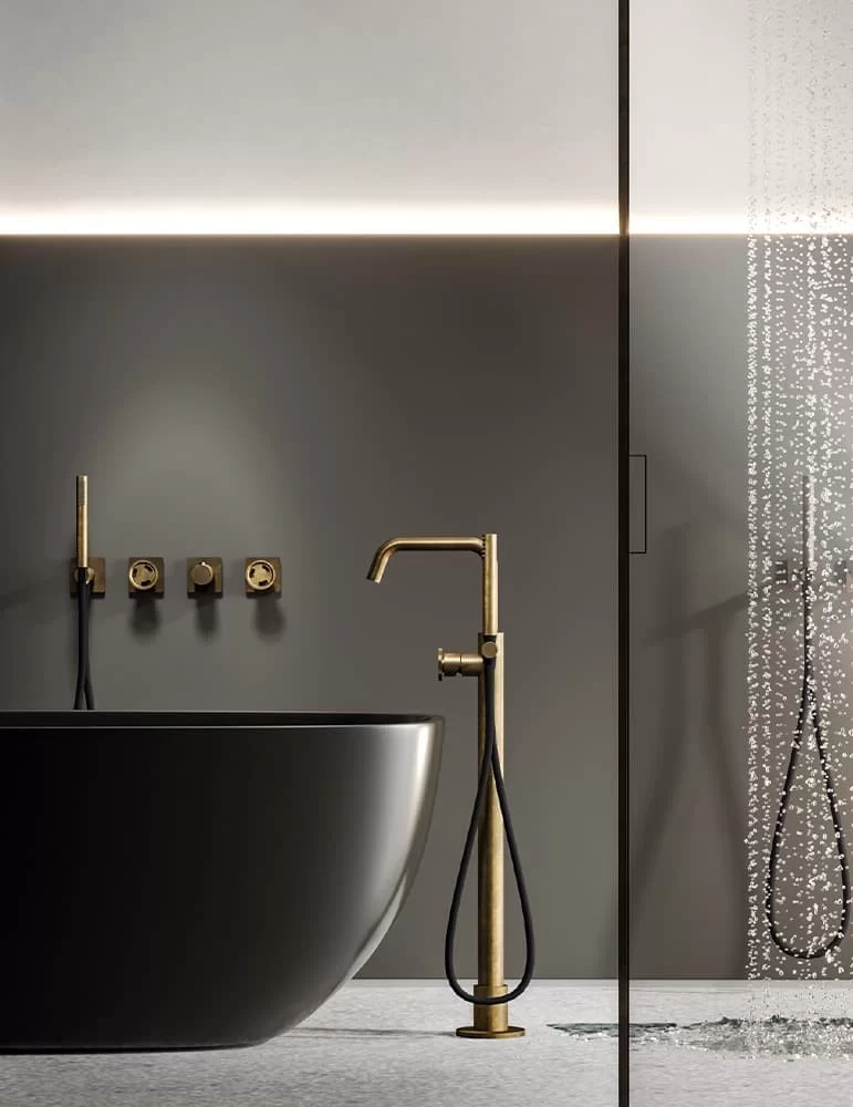 Robinetterie bain sur pied Tibò, de Geda