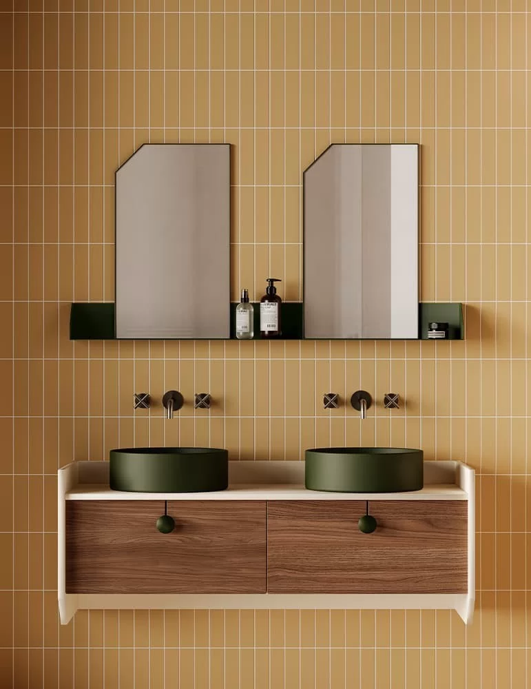 Meuble salle de bain double vasque Swing, d'EX.T DESIGN. Meuble salle de bain double vasque Swing, d'EX.T DESIGN.