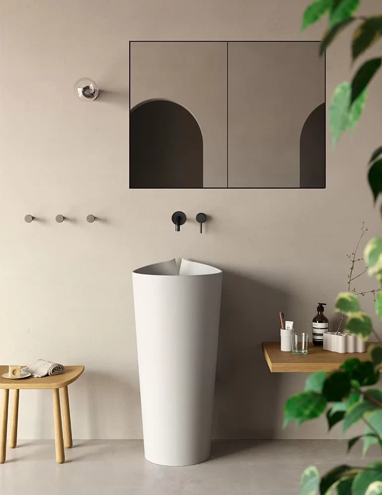 Lavabo design sur colonne Smoking, de Rexa Design