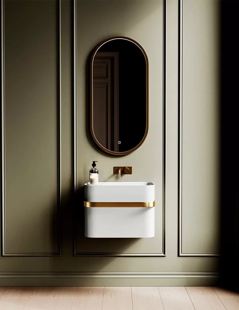 Lavabo suspendu Yuno Rail Gold. Copenhagen Bath. Lavabo suspendu Yuno Rail Gold. Copenhagen Bath.