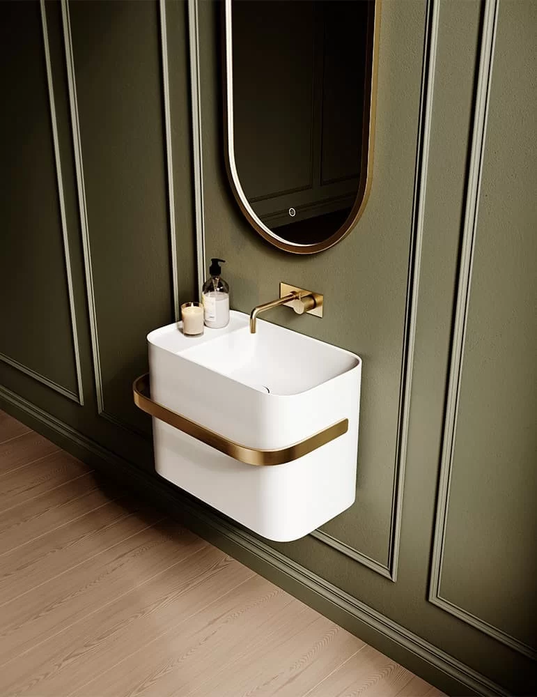 Lavabo suspendu Yuno Rail Gold. Copenhagen Bath.