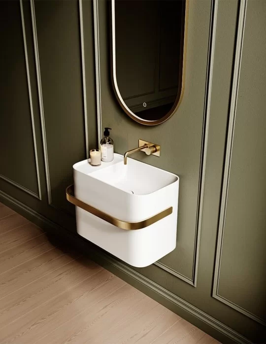 Lavabo suspendu Yuno Rail Gold. Copenhagen Bath.