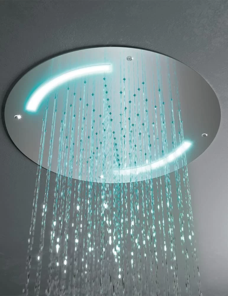 Plafond de douche rond avec ciel pluie et chromothérapie, de GEDA
