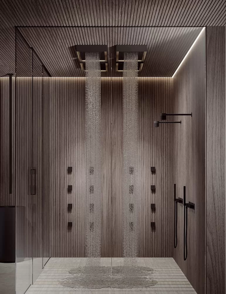 Plafond de douche rectangulaire Lys avec ciel pluie et chromothérapie