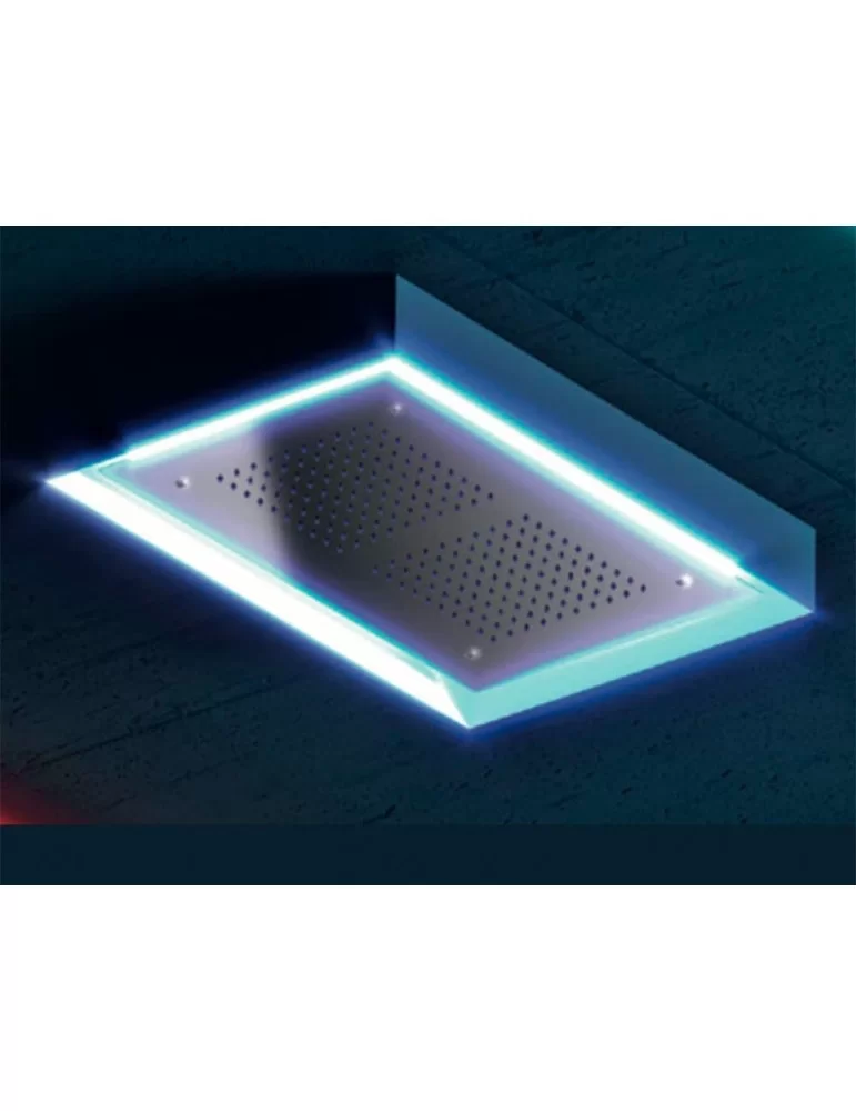 Plafond de douche rectangulaire Lys avec ciel pluie et chromothérapie