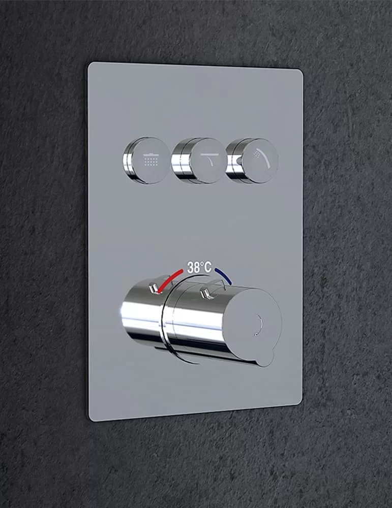 EN STOCK : Thermostatique de douche 3 sorties Cien. CHROME.