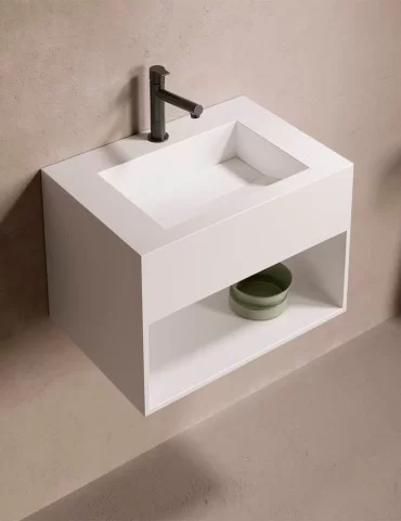 Lave-mains design en solid surface River niche