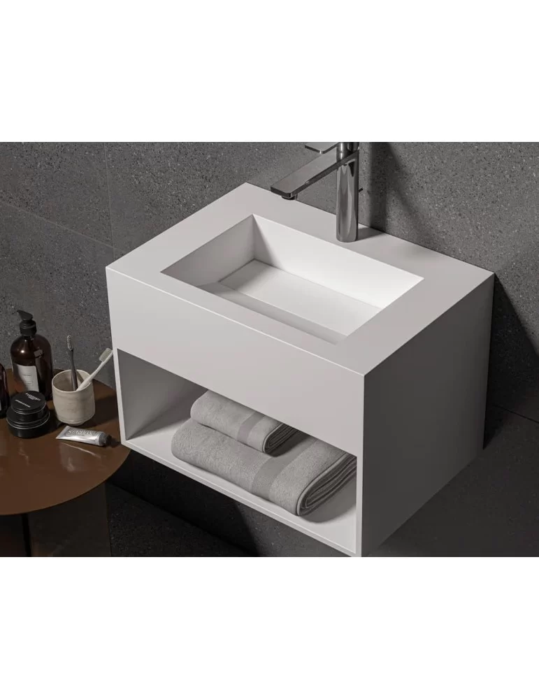 Lave-mains design en solid surface River niche