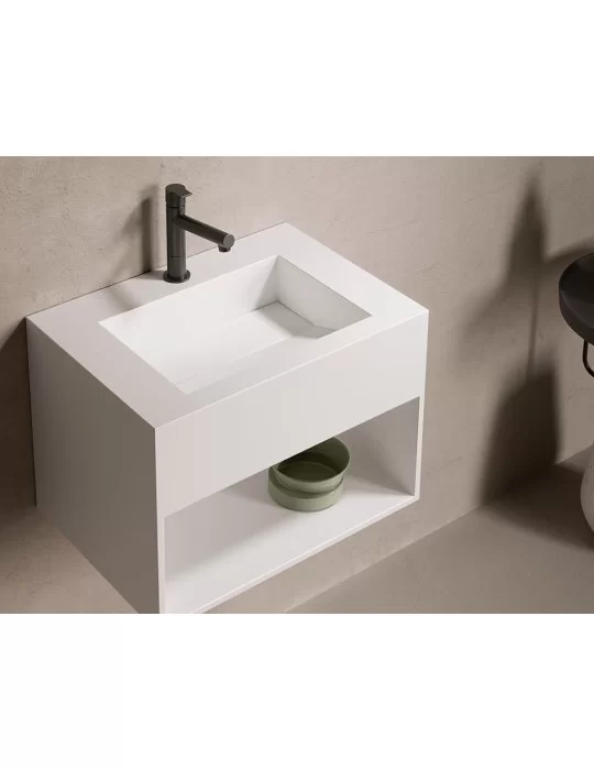 Lave-mains design en solid surface River niche