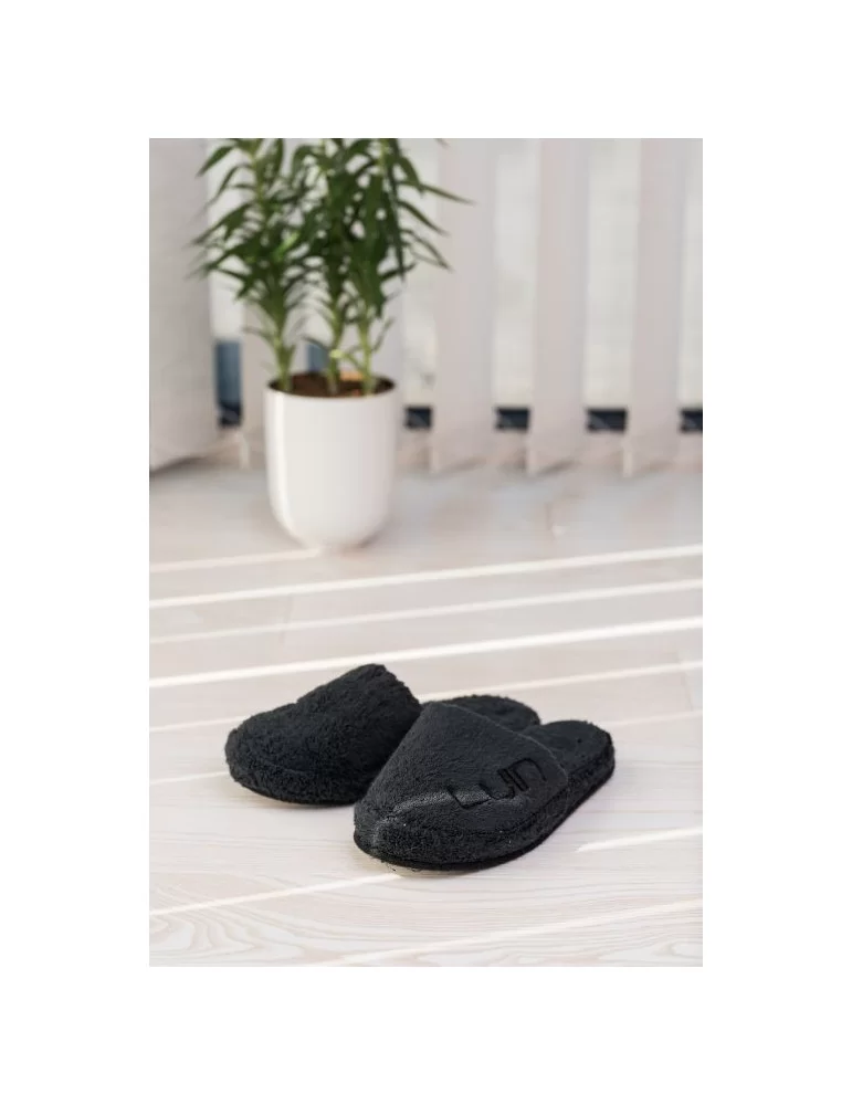 Chaussons éponge noir, taille L/XL (41-44)