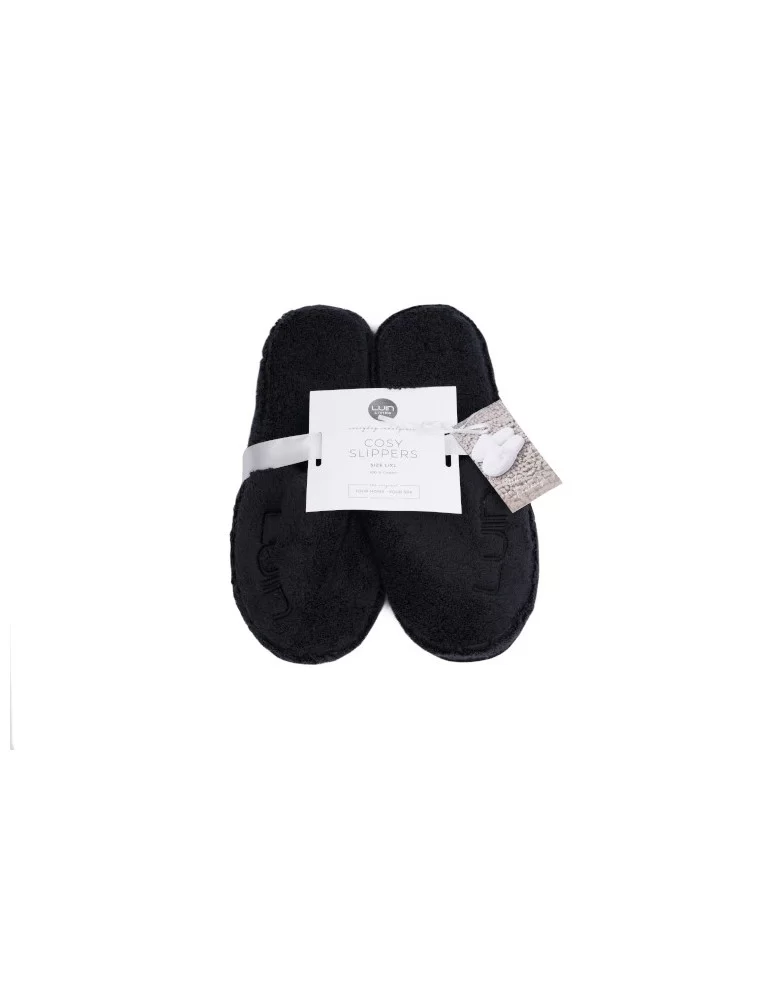 Chaussons éponge noir, taille L/XL (41-44)
