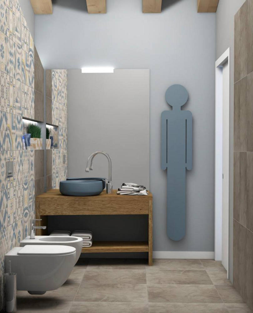 salle de bain familiale avec distribution ergonomique