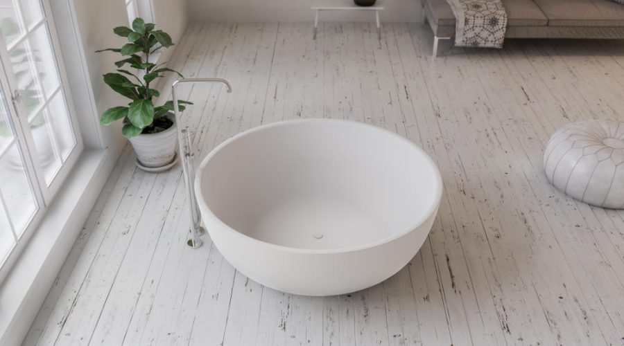 plantes dans une salle de bain haut de gamme
