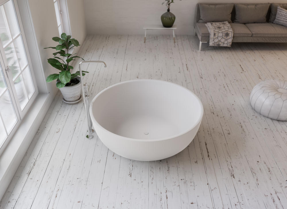 plantes dans une salle de bain haut de gamme