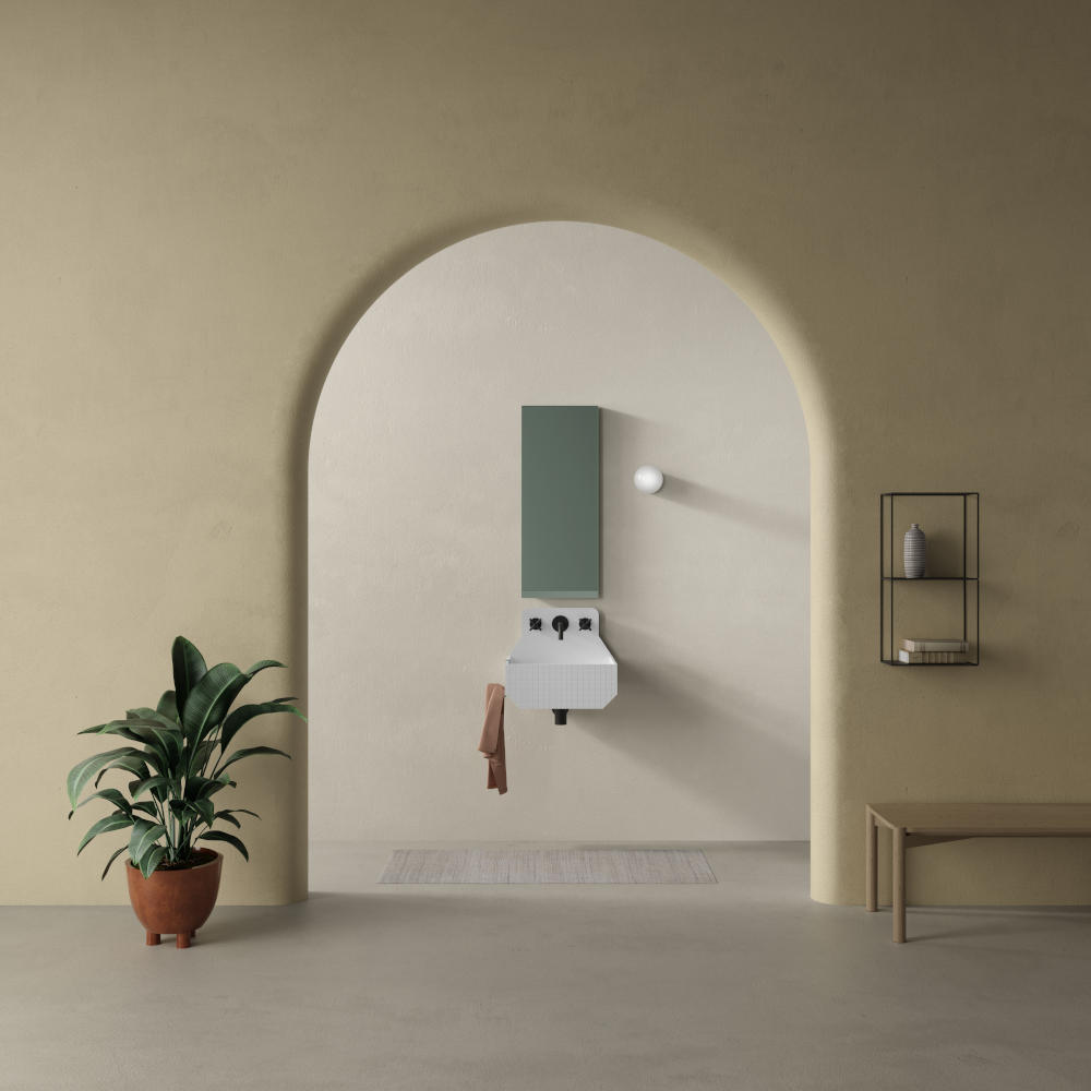 plantes dans une salle de bain japandi