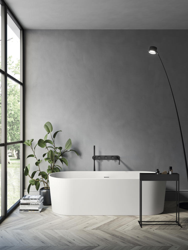 plantes dans une salle de bain minimaliste
