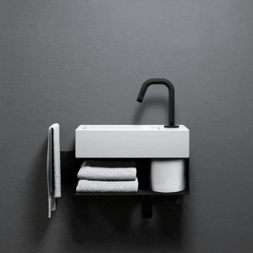 Lave-mains design avec rangement pour toilettes de luxe