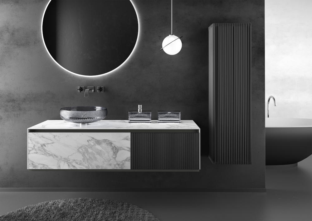 salle de bain minimaliste de glass design