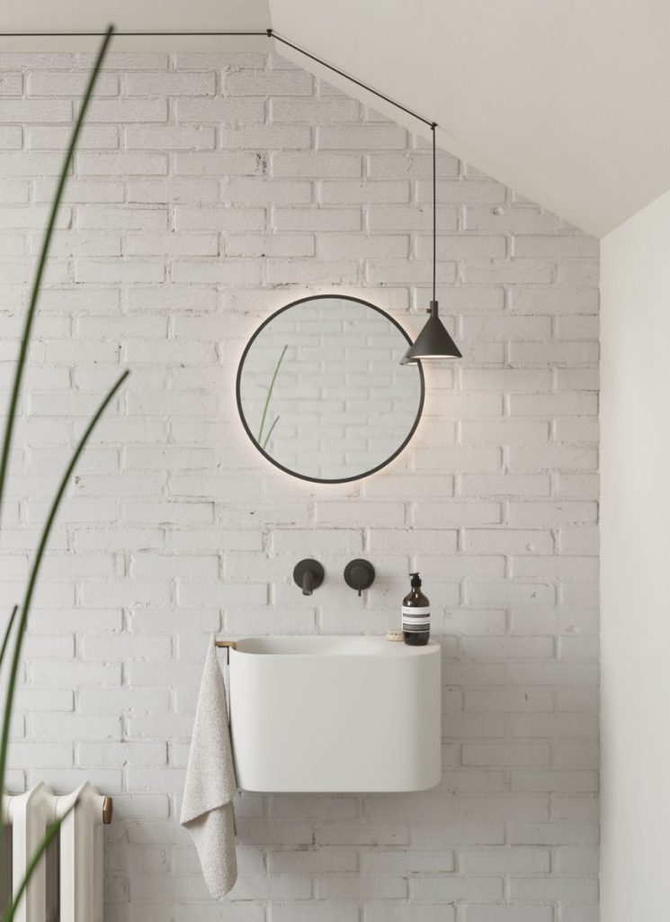 salle de bain invites avec lavabo suspendu
